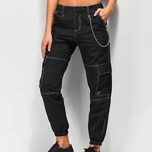 Ninth Hall Talia Black Cargo Parachute Pants (Chain Included)